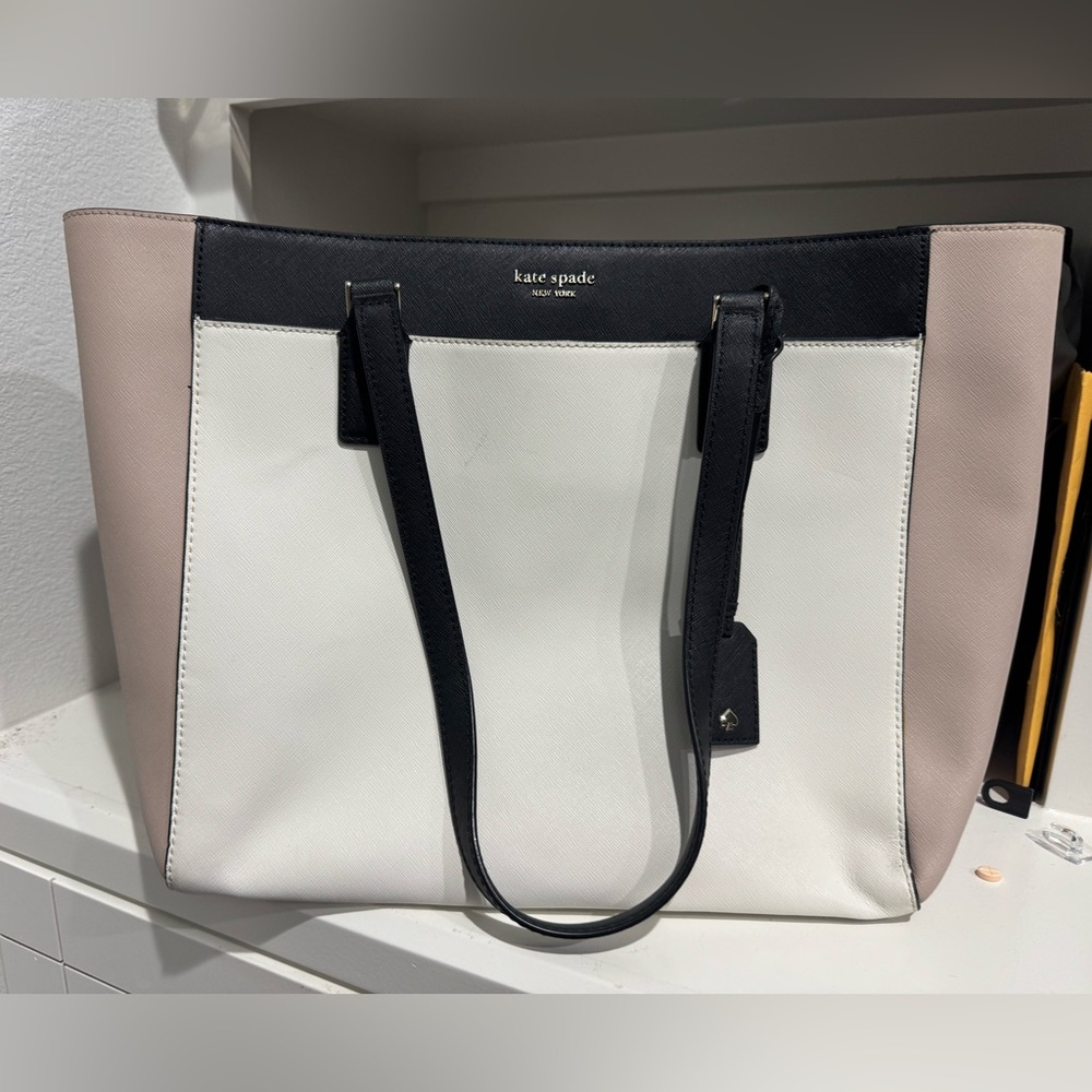 Kate Spade Black and White Color-Blocked Tote